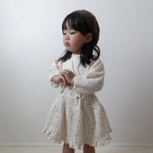 Neck Ruffle Blouse Korean infant blouse in ivory made in Korea