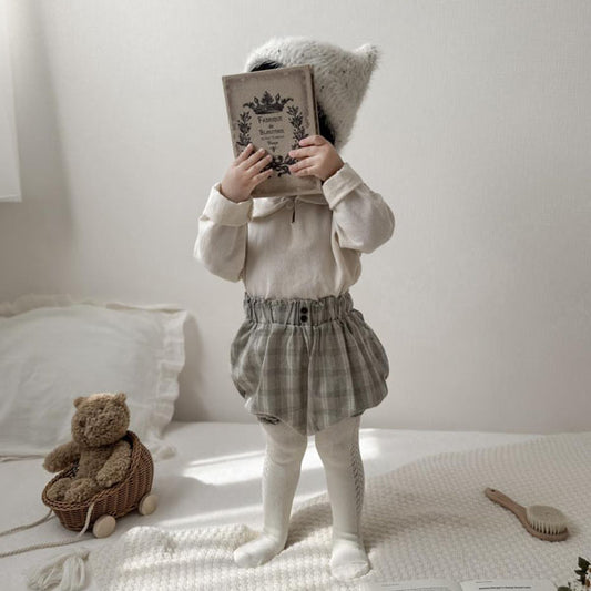 Ginger Ruffle Bloomers Korean infant bloomer in green made in Korea