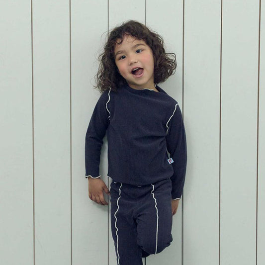 Ava Wave T-Shirt Korean toddler t-shirt in navy made in Korea