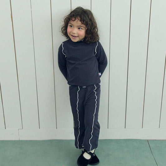 Ava Wave Pants Korean toddler pants in navy made in Korea