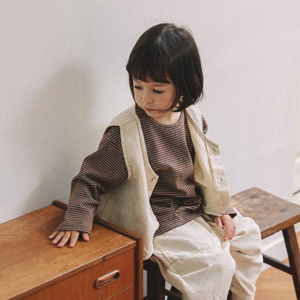 Pencil Binding Tee Korean infant t-shirt in ivory made in Korea