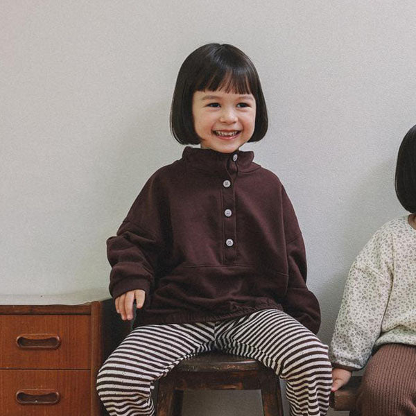 Daily Open-Neck Sweatshirt Korean infant sweater in ivory made in Korea