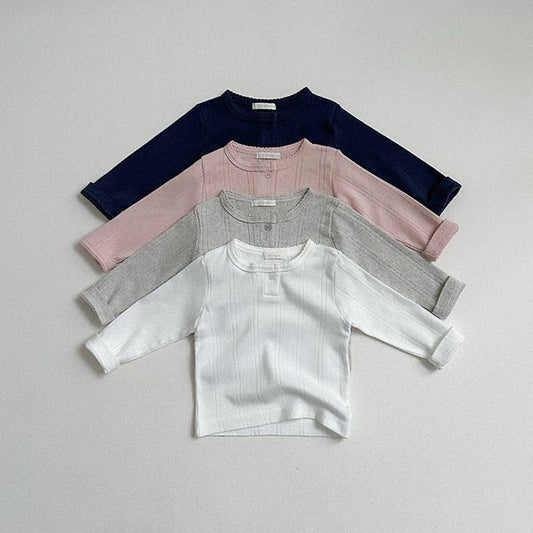 Kylie Placket Tee Korean toddler t-shirt in ivory made in Korea