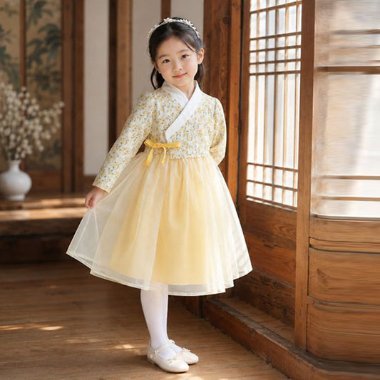 Basic Hanbok(Toddler&Kids) Korean toddler dress in yellow made in Korea
