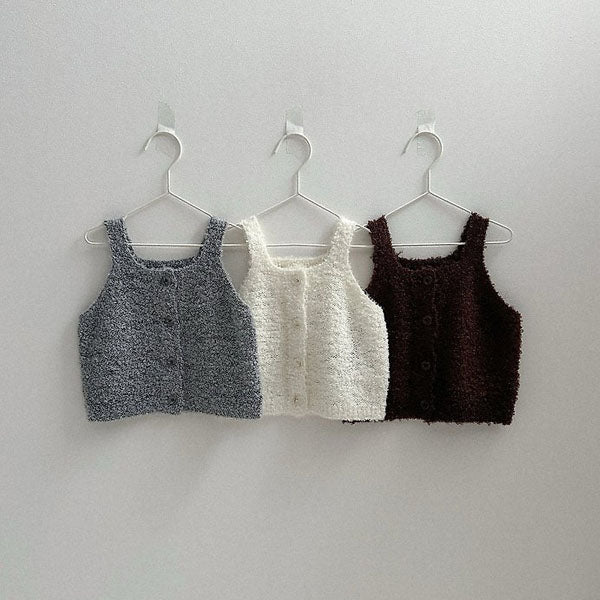 Ecru Knit Vest Korean toddler jacket in ivory made in Korea