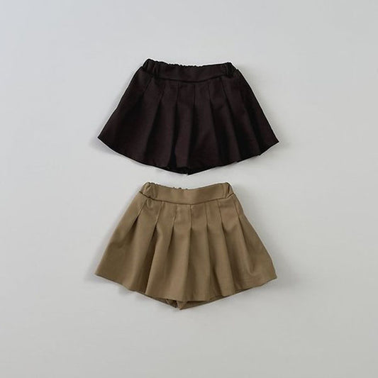 Pleated Skort Korean toddler skort in deep beige made in Korea