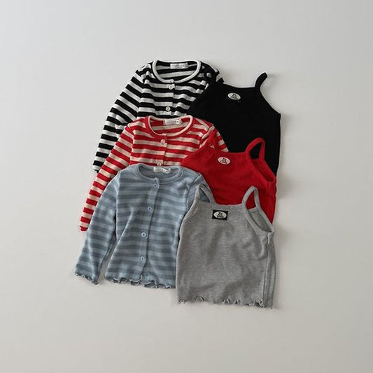 Pong Pong Tank Top & Cardigan Set Korean toddler sweater in sky blue made in Korea