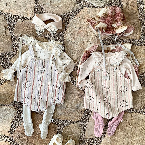 Deli Overall Bodysuit Korean infant bodysuit in pink made in Korea