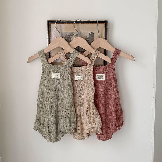 Honey Knit Bodysuit Korean infant bodysuit in beige made in Korea