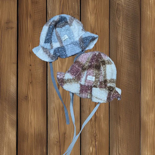 Roy Check Bucket Hat Korean infant accessory in pink made in Korea