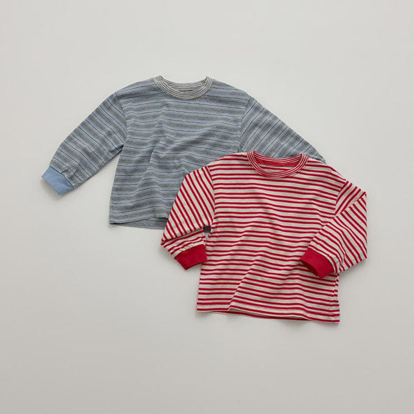 Double Stripe Tee Korean toddler t-shirt in sky blue made in Korea