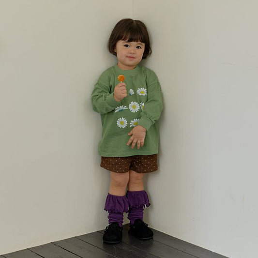 Polka Dot Denim Shorts Korean toddler shorts in brown made in Korea