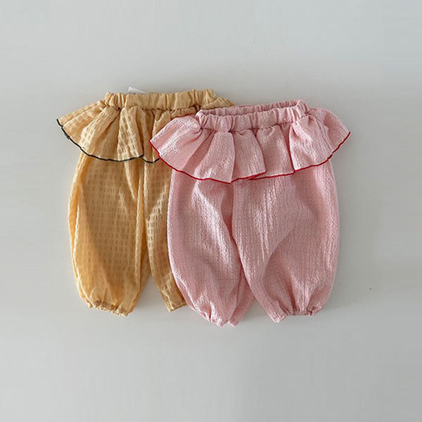 Ruffle Balloon-Fit Pants Korean infant pants in yellow made in Korea
