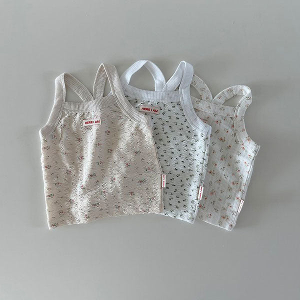 Floral Tank Top Korean infant tank top in beige pink made in Korea