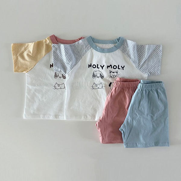 Holy Moly Set Korean toddler set in yellow pink made in Korea