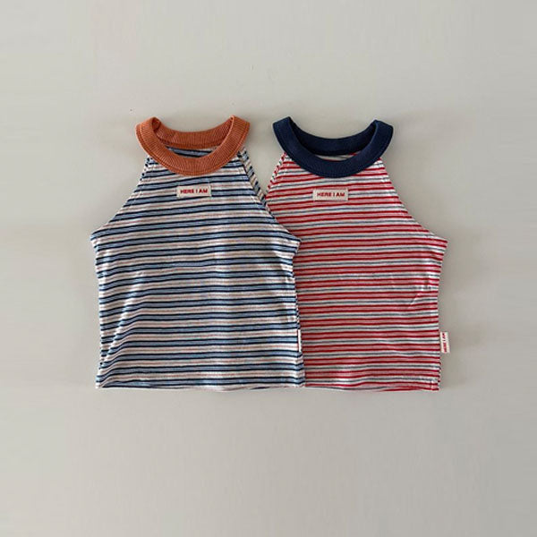 Stripe Halter Tank Top Korean infant tank top in blue made in Korea